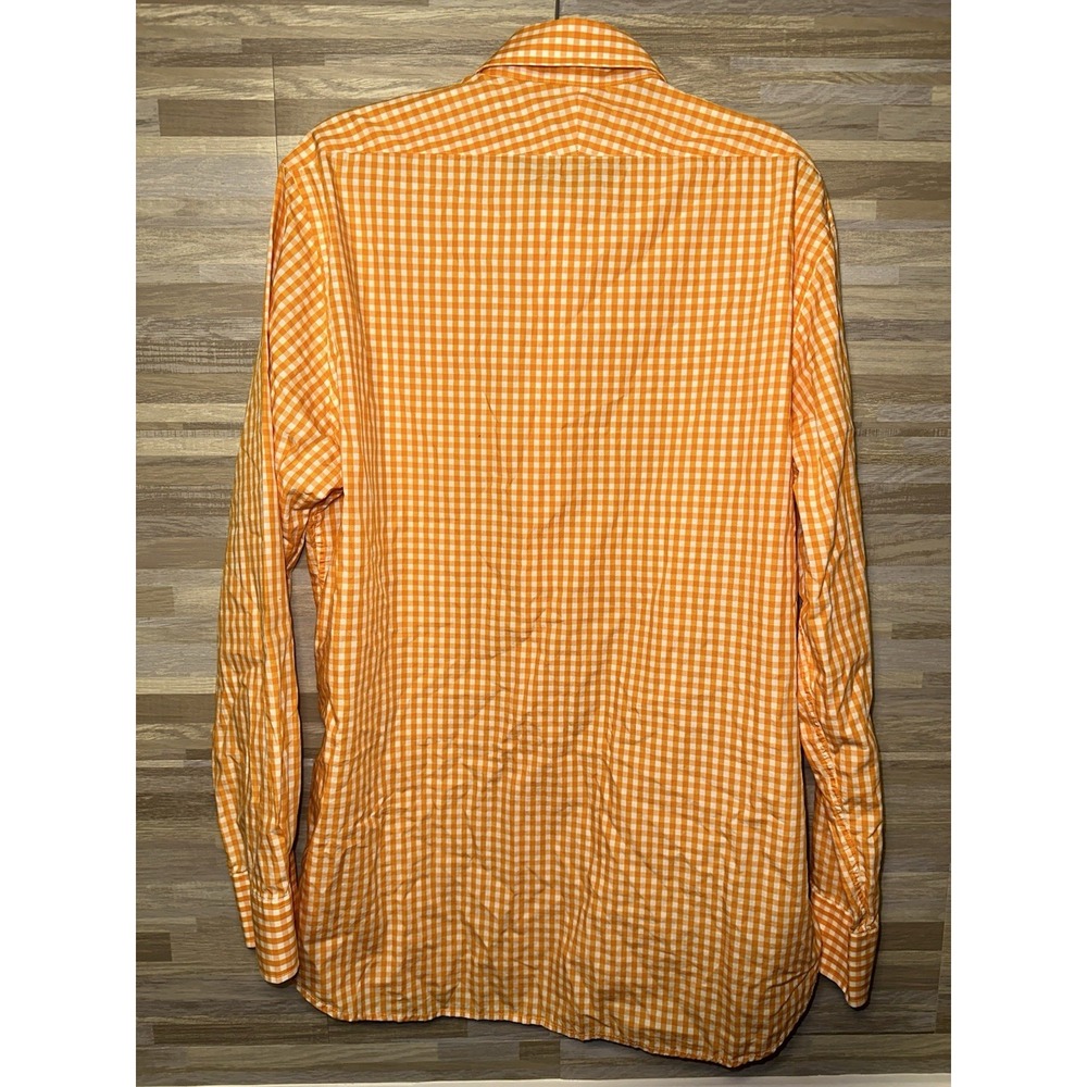 Lily Pulitzer Shirt Mens Large Orange Gingham Check Plaid Wyeth 100s 2 Ply #N - Picture 3 of 6